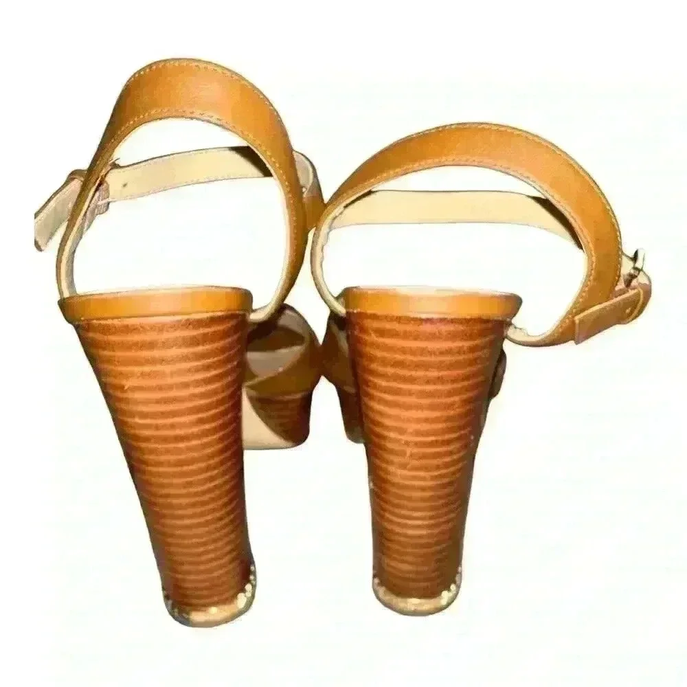 Michael Kors Tan Divia Block Heel Sandals, Size 8